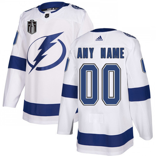 Men's Tampa Bay Lightning Custom 2022 White Stanley Cup Final Patch Stitched Jersey Men's Tampa Bay Lightning Custom 2022 White Stanley Cup Final Patch Stitched Jersey